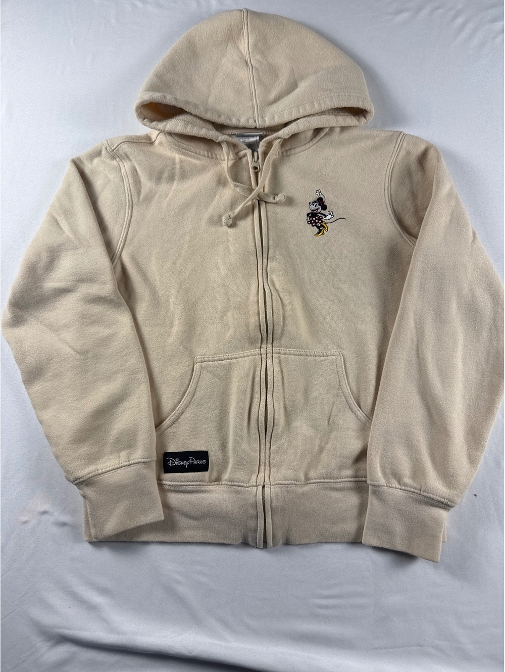 Vintage Walt Disney World Minnie Mouse Beige Zip-Up Hoodie -